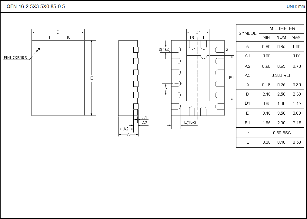 QFN-16-2.5X3.5X0.85-0.5